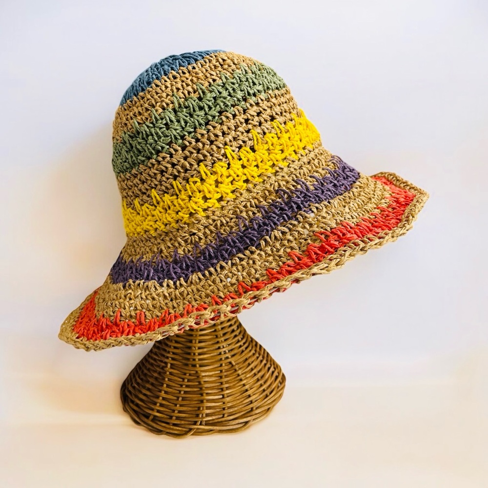 BOHEMIAN STARBURST STRAW BUCKET HAT - Picture 5 of 7